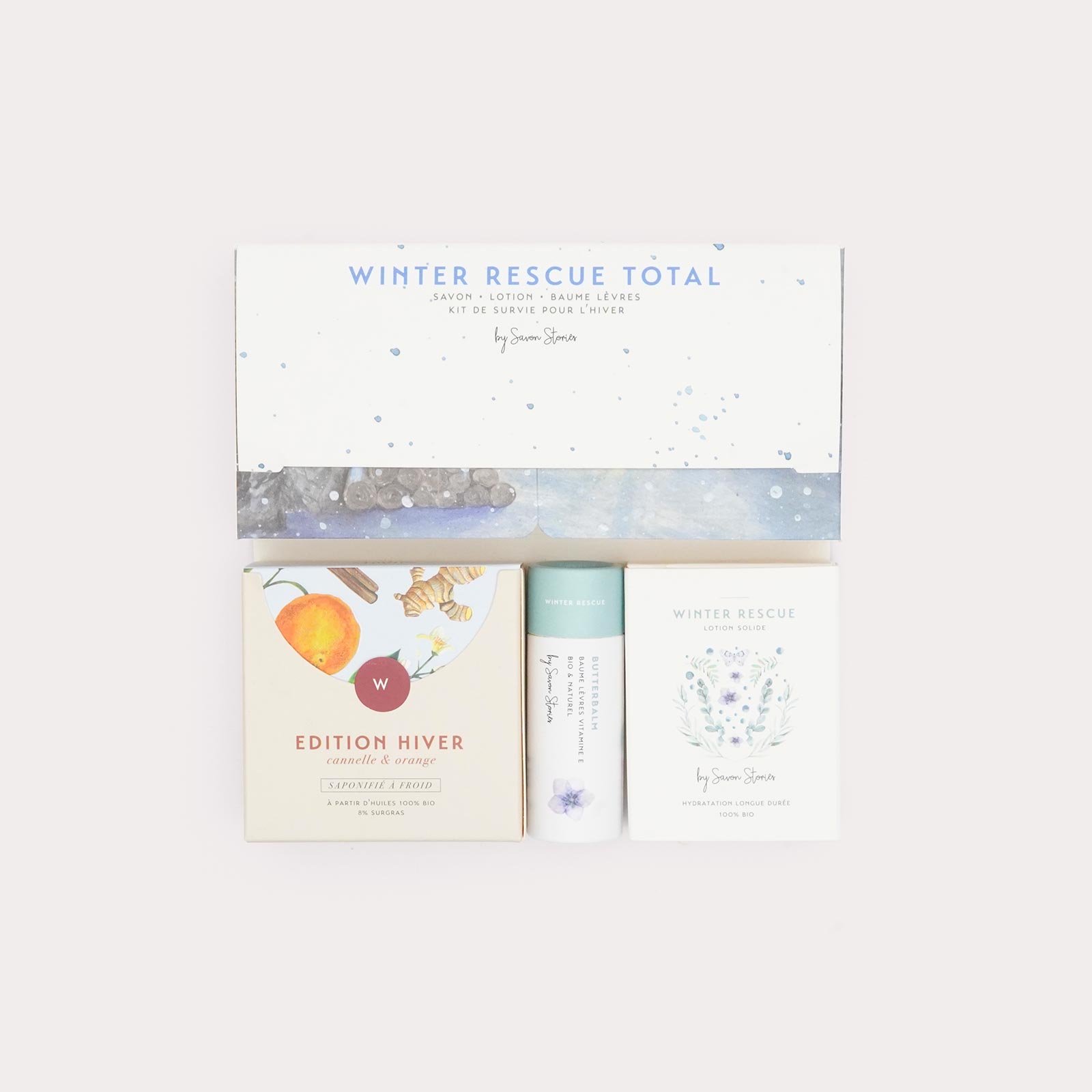 Coffret winter rescue - lotion, baume à lèvres, savon