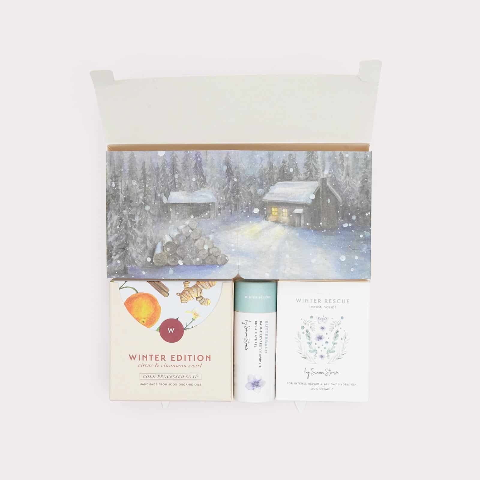 Coffret winter rescue - lotion, baume à lèvres, savon